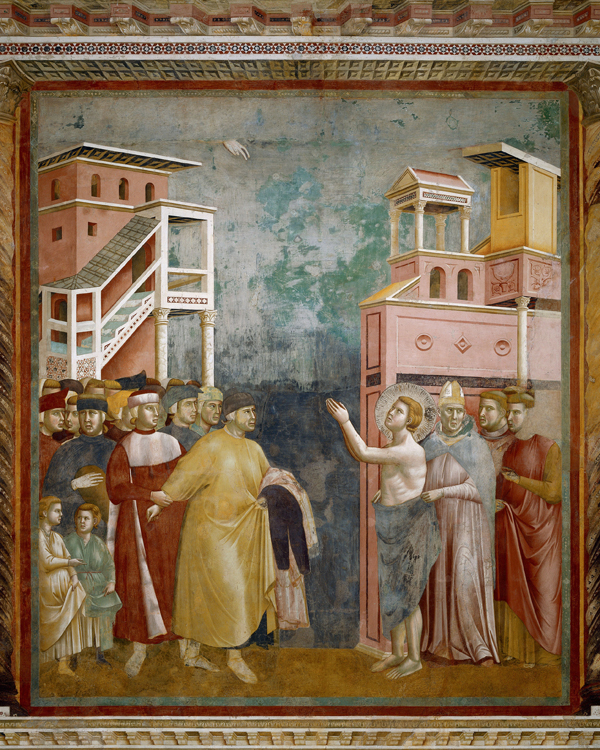 Giotto, Storie di san Francesco. Rinuncia ai beni terreni (1295-1299 circa), affresco, particolare. Assisi, Basilica superiore
